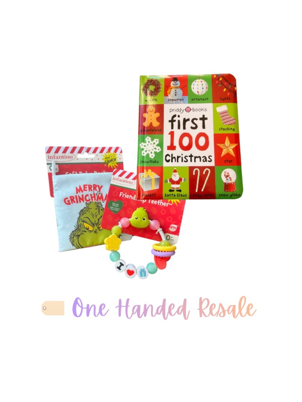 ❄️ Baby Christmas Gift Set Infantino Grinch Teether 100 Words Christmas Unisex
